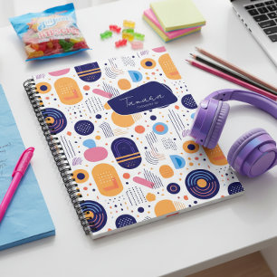 Cuaderno Patrón Abstracto Geométrico Retro #7 Índigo ID1067