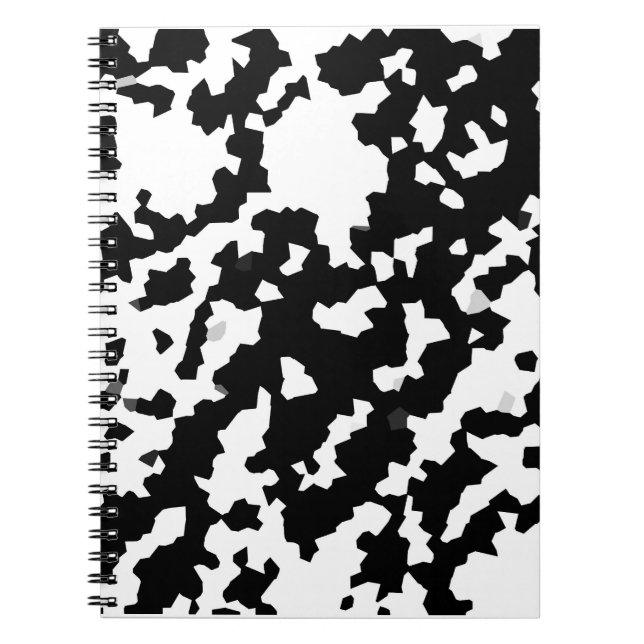 Cuaderno Patrón abstracto irregular de fractal blanco negro (Frente)