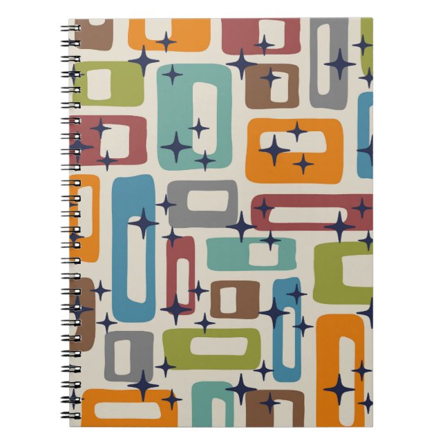 Cuaderno Patrón abstracto moderno del siglo medio retro (Frente)