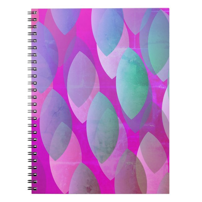 Cuaderno Patrón abstracto moderno | Magenta Púrpura Rosa Ve (Frente)