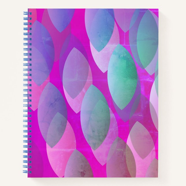 Cuaderno Patrón abstracto moderno | Magenta Púrpura Rosa Ve (Anverso)