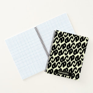 Cuaderno patrón abstracto monocromo en blanco y negro