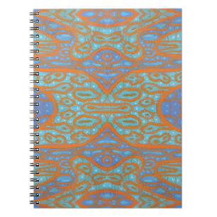 Cuaderno Patrón abstracto naranja y azul en estilo oriental