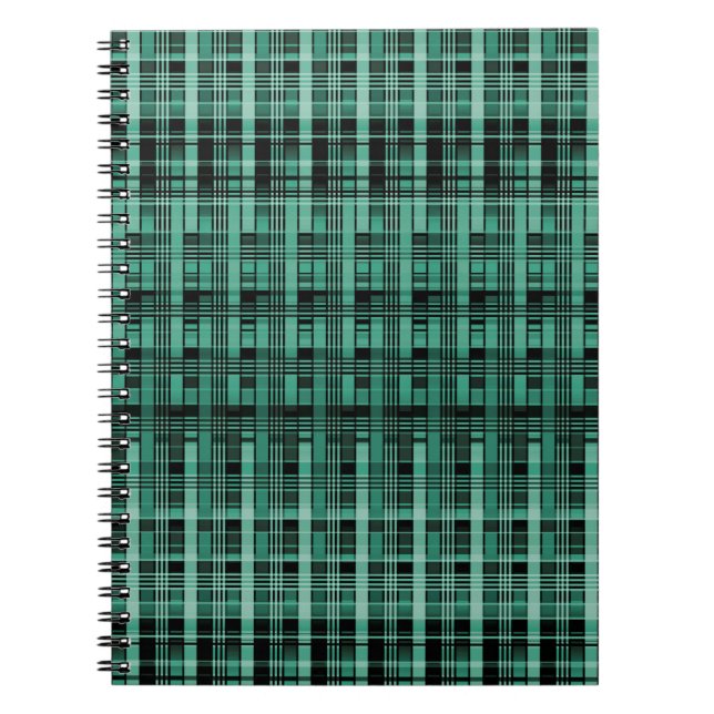 Cuaderno Patrón abstracto retro de platillos a cuadros de c (Frente)