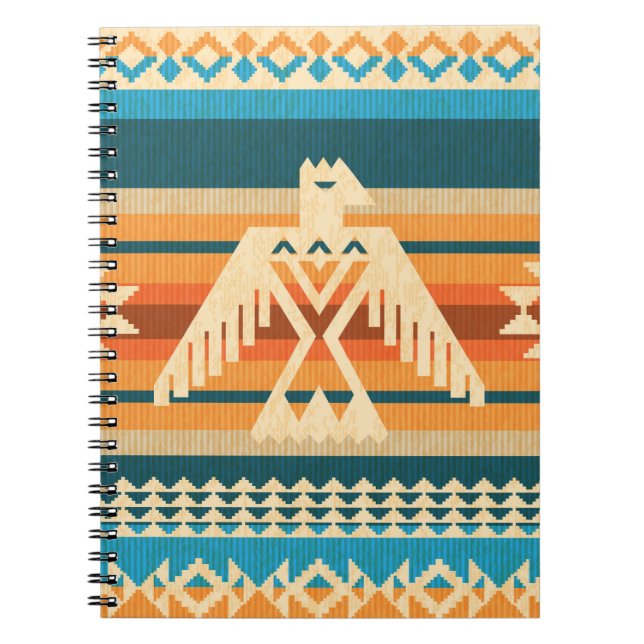 Cuaderno Patrón abstracto sin fisuras de estilo navajo con  (Frente)