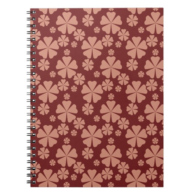 Cuaderno Patrón abstrato de floral silenciado marrón (Frente)