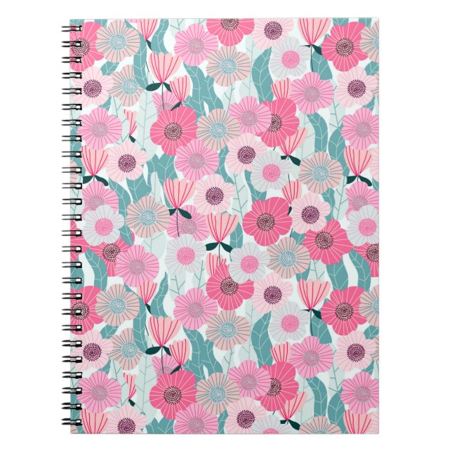 Cuaderno Patrón abstrato de la floración rosa del Pastel (Frente)