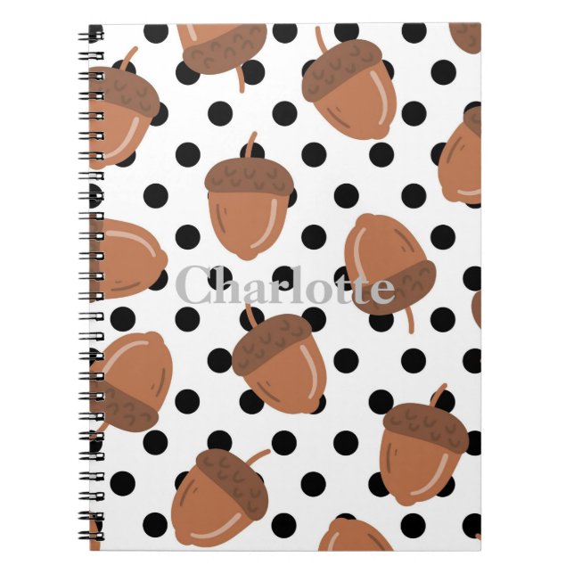 Cuaderno Patrón Acorn Black Dots Otumn Y2K (Frente)