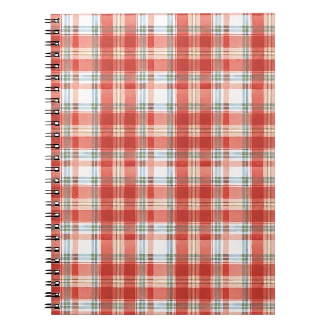 Cuaderno Patrón acuarela navidad Rústico rojo (Frente)