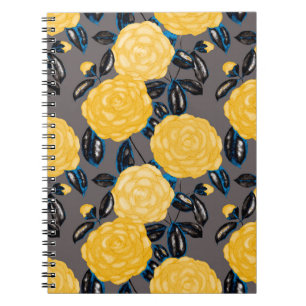 Cuaderno Patrón acuarela sin fisuras con flores camellias.