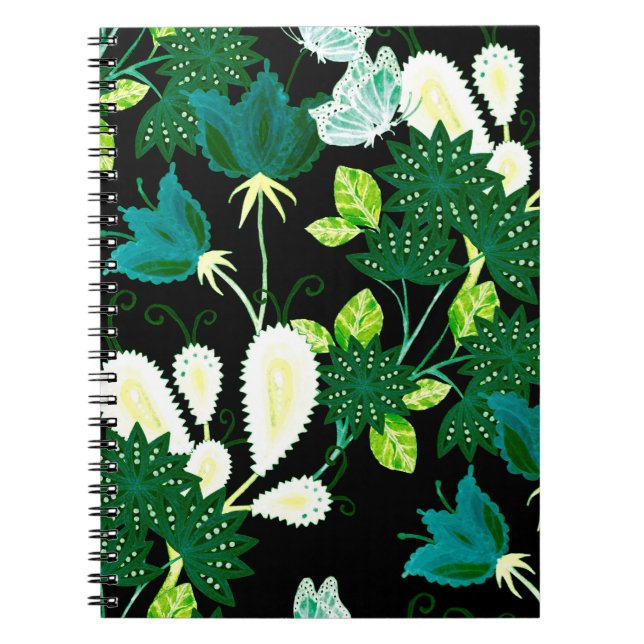 Cuaderno Patrón acuarela sin fisuras con flores de fantasía (Frente)