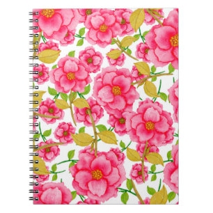 Cuaderno Patrón acuarela sin fisuras con flores. Vintage 