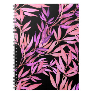 Cuaderno Patrón acuarela sin fisuras con hojas. Bright su
