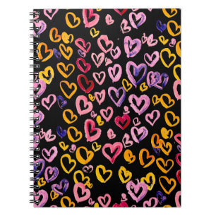 Cuaderno Patrón acuarela sin fisuras con los corazones.
