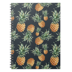 Cuaderno Patrón acuarela sin fisuras con piña madura. H