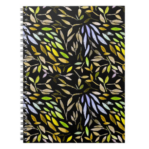 Cuaderno Patrón acuarela transparente con hojas coloridas.