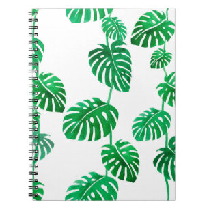 Cuaderno Patrón acuático sin foco con hojas tropicales