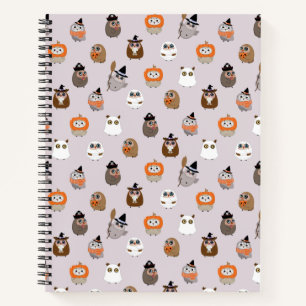 Cuaderno Patrón adorable de búhos de Halloween