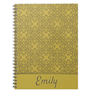 Cuaderno Patrón amarillo mostaza personalizado