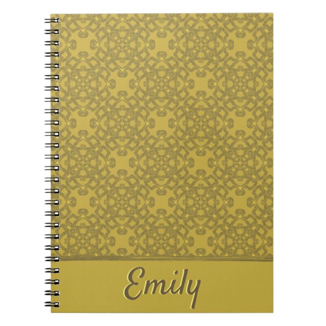 Cuaderno Patrón amarillo mostaza personalizado (Frente)