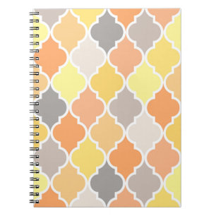 Cuaderno Patrón amarillo, naranja y quatrefoil gris