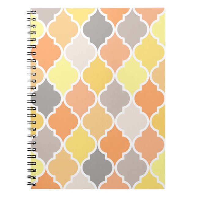 Cuaderno Patrón amarillo, naranja y quatrefoil gris (Frente)