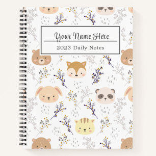 Cuaderno Patrón animal de corte, con fondo blanco
