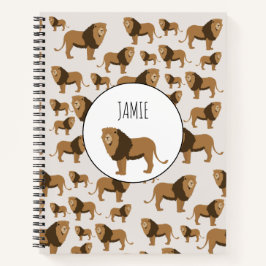 Cuaderno Patrón animal de león de jungla personalizado