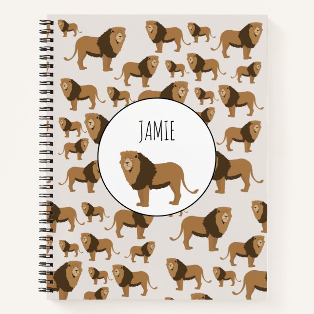 Cuaderno Patrón animal de león de jungla personalizado (Anverso)