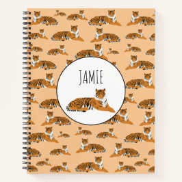 Cuaderno Patrón animal de tigre de jungla personalizado