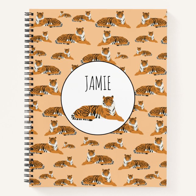 Cuaderno Patrón animal de tigre de jungla personalizado (Anverso)