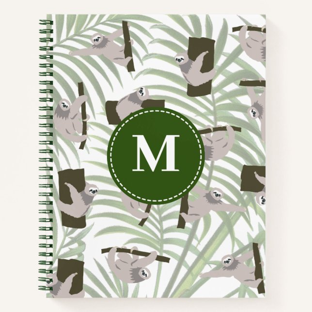 Cuaderno Patrón animal espumoso en monograma forestal salva (Anverso)