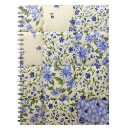 Cuaderno Patrón anticuado de hebilla floral azul