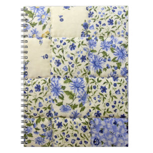 Cuaderno Patrón anticuado de hebilla floral azul