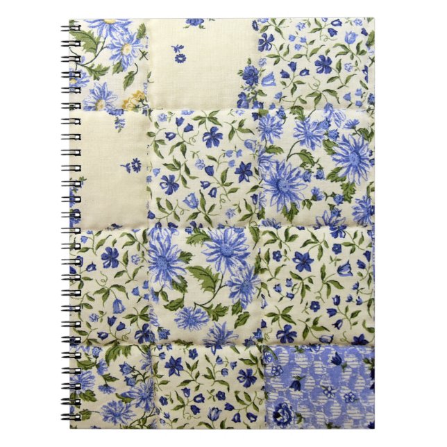 Cuaderno Patrón anticuado de hebilla floral azul (Frente)