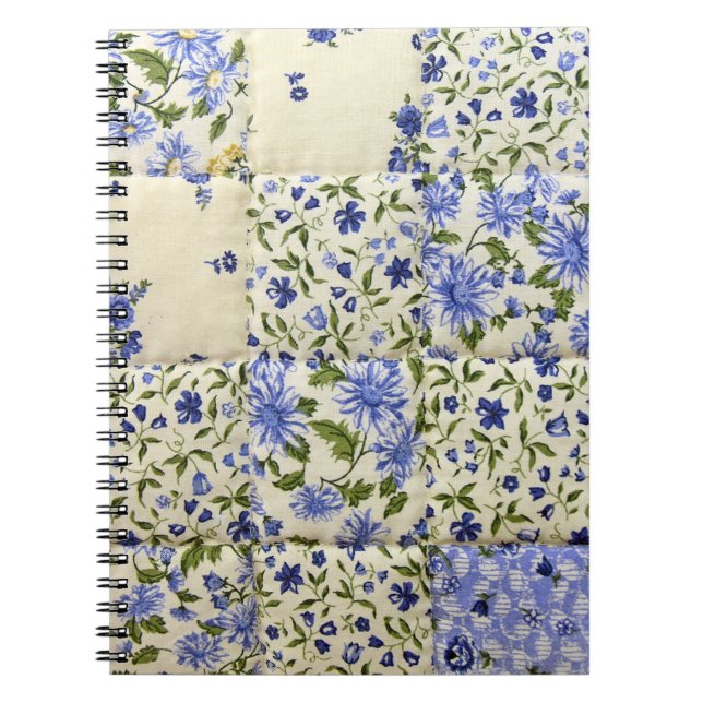 Cuaderno Patrón anticuado de hebilla floral azul (Frente)