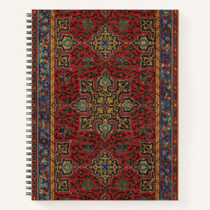 Cuaderno Patrón Antiguo de Alfombra Persa Rojo Azul Arabesc