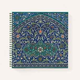 Cuaderno Patrón árabe ornato Verde azulado del Naranja Verd