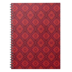 Cuaderno Patrón arabesco floral en tonos rojos