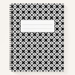 Cuaderno Patrón Arabesco Simétrico en Blanco y Negro Intens