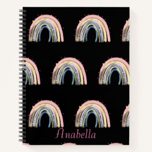 Cuaderno Patrón arcoiris de color Pastel personalizado
