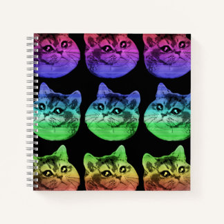 Cuaderno Patrón arcoiris del gato respirante fuerte