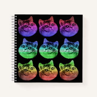 Cuaderno Patrón arcoiris del gato respirante fuerte