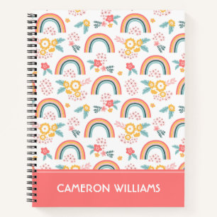 Cuaderno Patrón arcoiris floral colorido