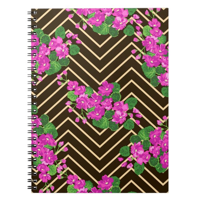 Cuaderno Patrón ardiente e inquebrantable en flores dulces. (Frente)
