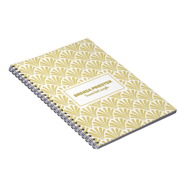 Cuaderno Patrón Art Deco dorado y blanco (Lado Derecho)