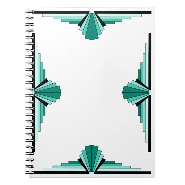 Cuaderno Patrón Art Deco en Verdes (Frente)