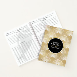 Cuaderno Patrón Art-Decó Geométrico Oro y Blanco