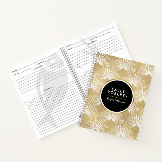 Cuaderno Patrón Art-Decó Geométrico Oro y Blanco (Interior)