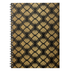 Cuaderno Patrón Art Decó. Grupo de fondo negro y dorado sin